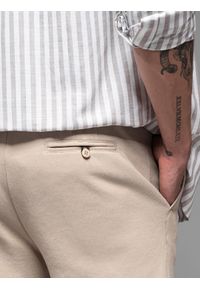 Ombre Clothing - Męskie krótkie spodenki SLIM FIT z melanżowej strukturalnej dzianiny – piaskowe V3 - Rozmiar: M. Materiał: dzianina. Długość: krótkie. Wzór: melanż. Styl: wakacyjny #10