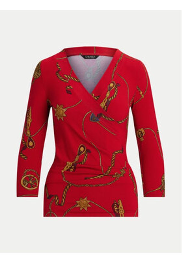 Lauren Ralph Lauren - LAUREN RALPH LAUREN Bluzka 200957611001 Czerwony Slim Fit. Kolor: czerwony. Materiał: wiskoza