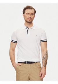 TOMMY HILFIGER - Tommy Hilfiger Polo Monotype MW0MW34737 Biały Slim Fit. Typ kołnierza: polo. Kolor: biały. Materiał: bawełna #1