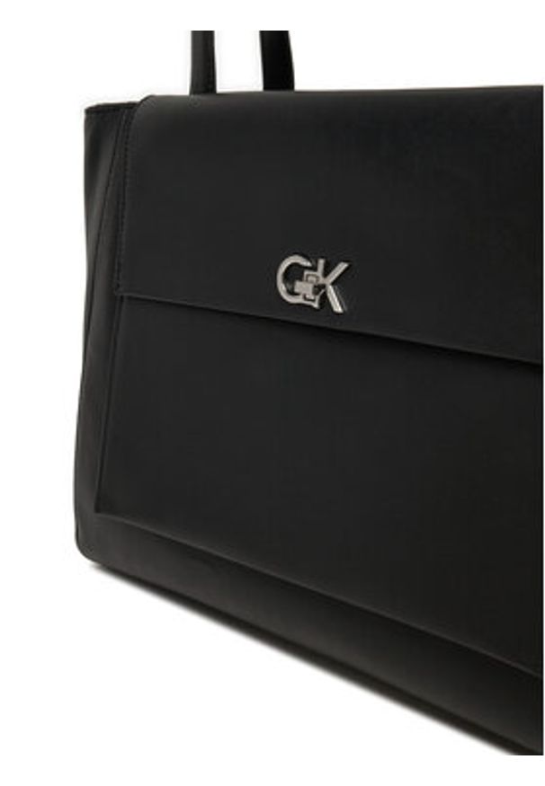 Calvin Klein Torebka Ck Medium Shopper K60K612811 Czarny. Kolor: czarny. Materiał: skórzane