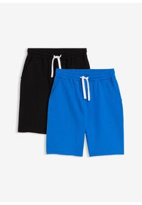bonprix - Bermudy dresowe z miękkiej mieszanki bawełny (2 pary). Kolor: niebieski. Materiał: dresówka, bawełna. Wzór: gładki. Styl: sportowy #1