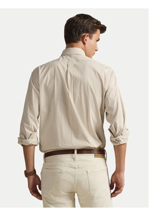 Polo Ralph Lauren Koszula 710929344500 Beżowy jasny Slim Fit. Typ kołnierza: polo. Kolor: beżowy. Materiał: bawełna