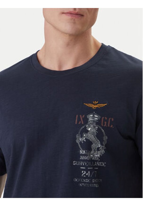 Aeronautica Militare T-Shirt 261TS2543UJ00686 Granatowy Regular Fit. Kolor: niebieski. Materiał: bawełna