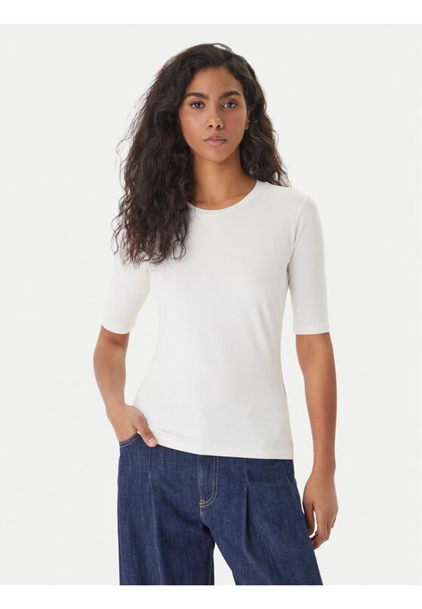 Hugo - HUGO T-Shirt Darnelia 50515019 Écru Slim Fit. Materiał: bawełna