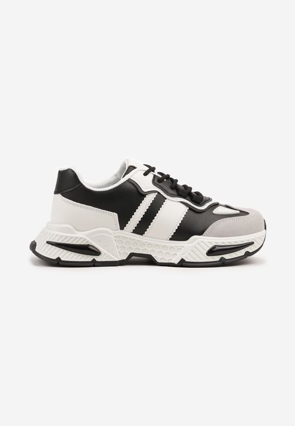 Born2be - Czarno-Białe Sneakersy Streetwearowe z Kontrastowymi Przeszyciami Ilirenas. Okazja: na co dzień. Kolor: czarny