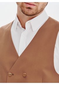 Pako Lorente - PAKO LORENTE - Ruda dwurzędowa kamizelka męska. Okazja: na co dzień. Kolor: brązowy. Materiał: poliester, wiskoza, elastan. Wzór: gładki. Styl: casual #4