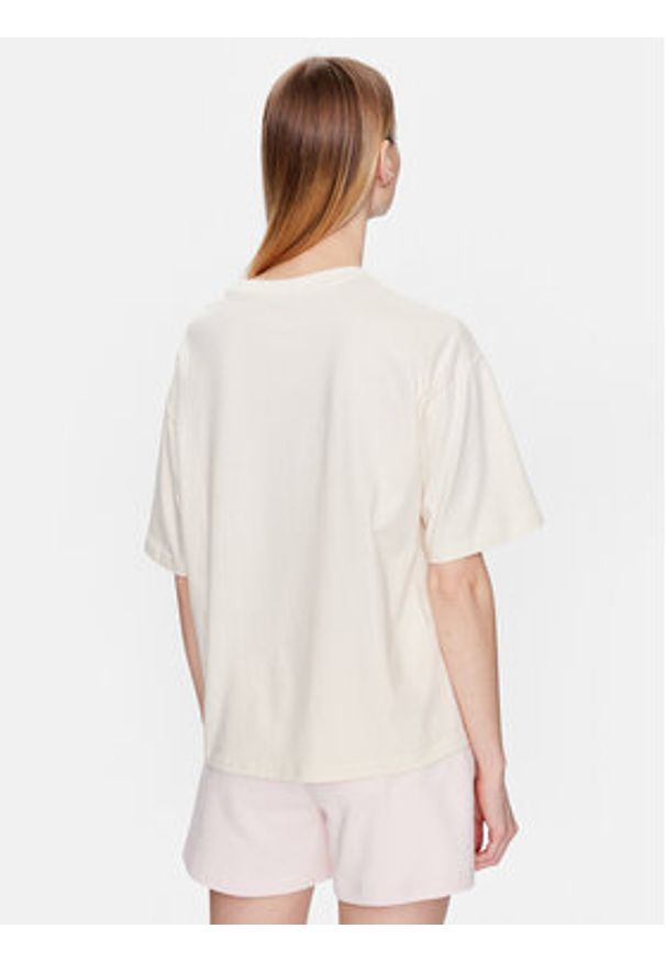 New Balance T-Shirt WT31511 Beżowy Oversize. Kolor: beżowy. Materiał: bawełna