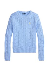 Polo Ralph Lauren Sweter 211971869512 Niebieski jasny Slim Fit. Typ kołnierza: polo. Kolor: niebieski. Materiał: bawełna #4