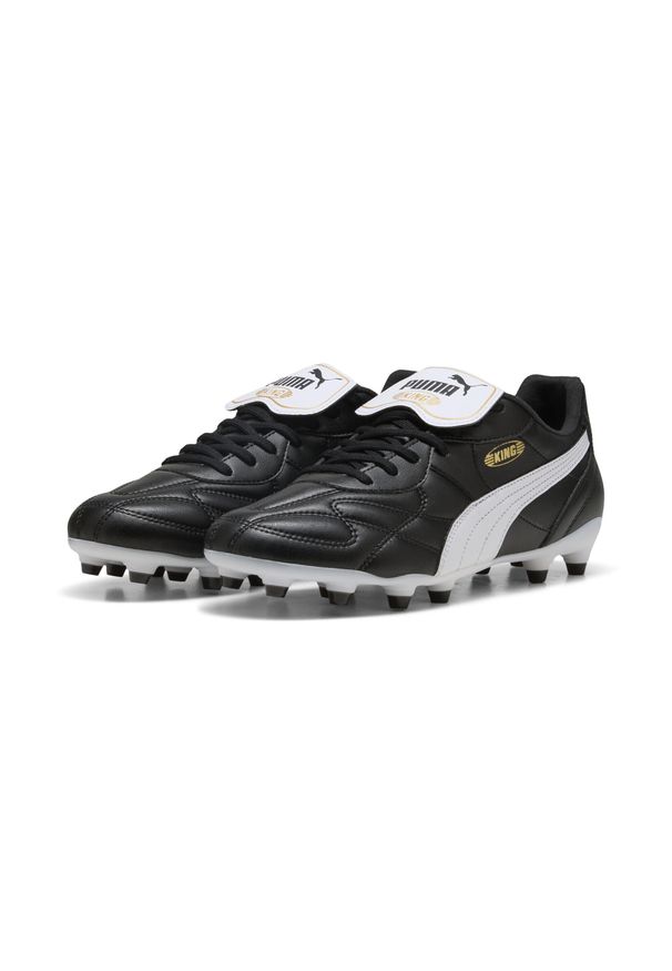 Puma - Buty piłkarskie unisex KING TOP FG/AG PUMA Black White Gold. Kolor: czarny, biały, wielokolorowy. Sport: piłka nożna