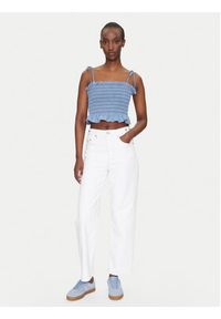 Tommy Jeans Top DW0DW20284 Niebieski Regular Fit. Kolor: niebieski. Materiał: bawełna