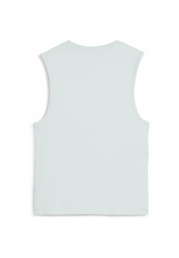 Puma - Damska wąska koszulka bez rękawów z logo No. 1 ESS PUMA Peaceful Blue. Kolor: niebieski. Materiał: guma. Długość rękawa: bez rękawów. Wzór: nadruk