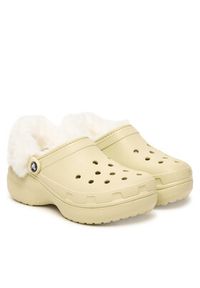 Crocs Klapki Classic Platform Fuzz Lined Clog 212854 Beżowy. Kolor: beżowy. Obcas: na platformie #5