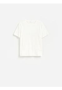 Reserved - Bawełniany t-shirt - biały. Kolor: biały. Materiał: bawełna. Wzór: gładki