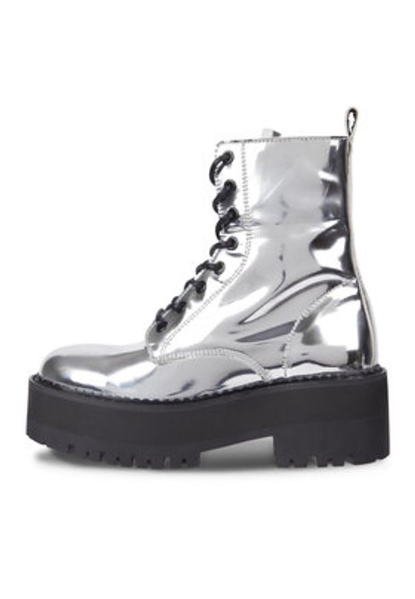 Tommy Jeans Botki Tjw Flatform Zip Up Metallic EN0EN02403 Szary. Kolor: szary. Materiał: skóra