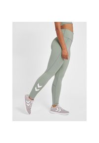 Damskie wysokie legginsy Hummel MT Grace. Kolor: zielony. Wzór: jodełka, nadruk