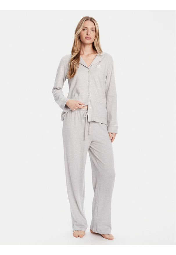 Lauren Ralph Lauren - LAUREN RALPH LAUREN Piżama ILN92453 Szary Regular Fit. Kolor: szary. Materiał: bawełna