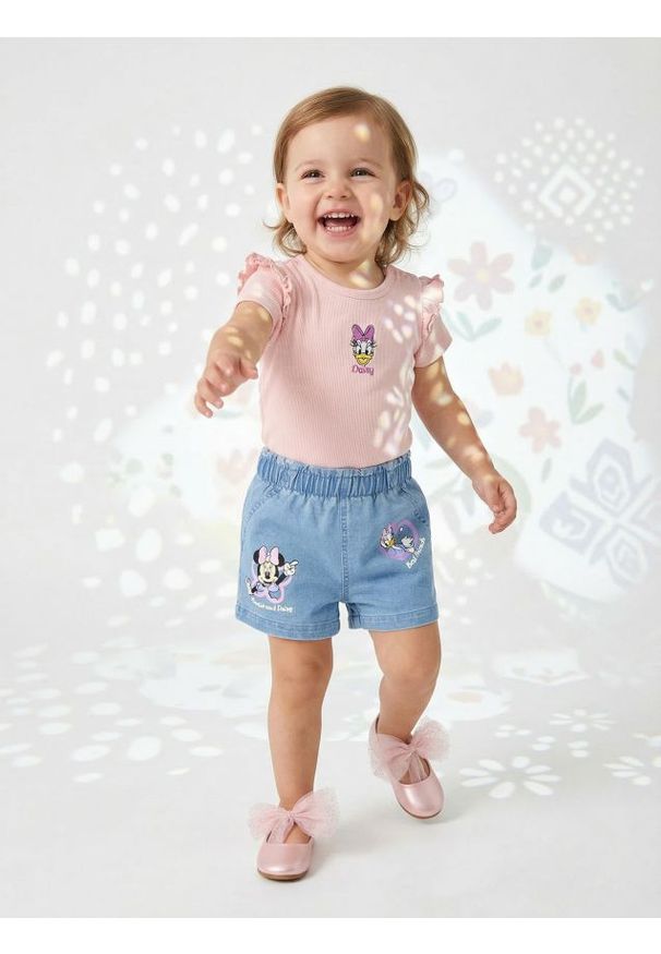 Sinsay - Szorty jeansowe Disney - niebieski. Kolor: niebieski. Materiał: jeans. Wzór: motyw z bajki