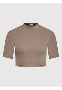 Reebok T-Shirt HN6645 Brązowy Slim Fit. Kolor: brązowy. Materiał: bawełna #3