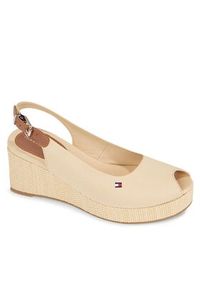 TOMMY HILFIGER - Tommy Hilfiger Espadryle Iconic Elba Sling Back Wedge FW0FW04788 Beżowy. Kolor: beżowy. Materiał: materiał