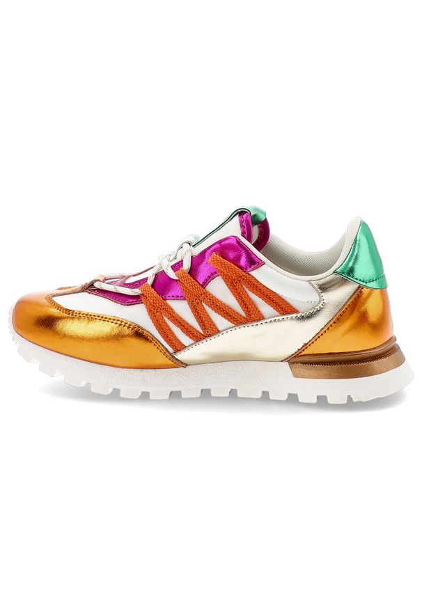 Pomarańczowe Sneakersy Artiker Wygodne Sportowe Obuwie Damskie. Okazja: na co dzień. Zapięcie: sznurówki. Kolor: biały. Materiał: guma, tkanina, skóra ekologiczna. Szerokość cholewki: normalna