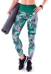 2SkIN - Legginsy sportowe z tropikalnym nadrukiem na fitness damskie 2skin MADAGASKAR. Kolor: wielokolorowy. Materiał: poliester, elastan. Wzór: nadruk. Sport: fitness