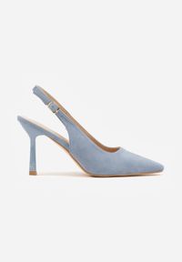 Renee - Niebieskie Szpilki VICES Slingback Ozdobione Cyrkoniami na Obcasie Laodele. Okazja: na randkę, na imprezę. Zapięcie: sprzączka. Kolor: niebieski. Wzór: aplikacja. Obcas: na obcasie. Styl: elegancki. Wysokość obcasa: średni #8