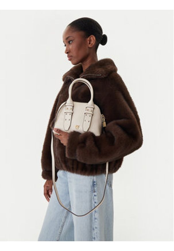 Pinko - PINKO Torebka Bowling Bag Zip Mini AI 25-26 PLTT 105333 A0QO Écru. Materiał: skórzane