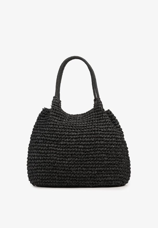 Renee - Czarna Plażowa Torebka Shopper z Plecionki Meriela. Kolor: czarny. Sezon: lato. Styl: casual, elegancki