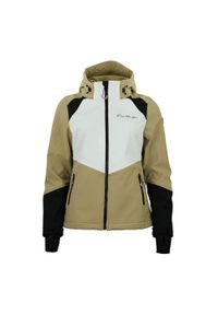 PEAK MOUNTAIN - Kurtka damska Peak Mountain Softshell Ametisffb. Typ kołnierza: kołnierzyk stójkowy. Kolor: brązowy, wielokolorowy, beżowy. Materiał: softshell. Sport: turystyka piesza