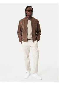 TOMMY HILFIGER - Tommy Hilfiger Kurtka skórzana Harrington MW0MW42976 Brązowy Regular Fit. Kolor: brązowy. Materiał: skóra #3