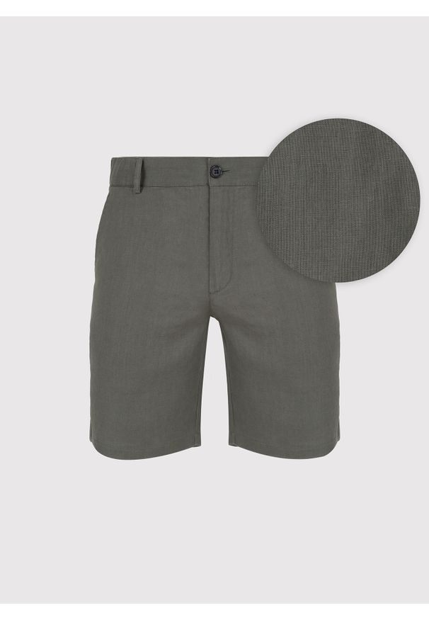 Pako Lorente - PAKO LORENTE - Lniane szorty męskie w kolorze zielonym. Okazja: na co dzień. Kolor: niebieski, zielony. Materiał: len. Długość: krótkie. Wzór: gładki. Sezon: lato. Styl: casual