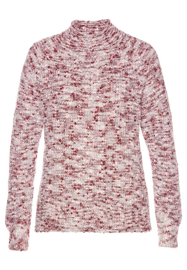 Sweter bonprix pastelowy jasnoróżowy - czerwony klonowy. Kolor: różowy. Materiał: poliester, poliamid, akryl, materiał