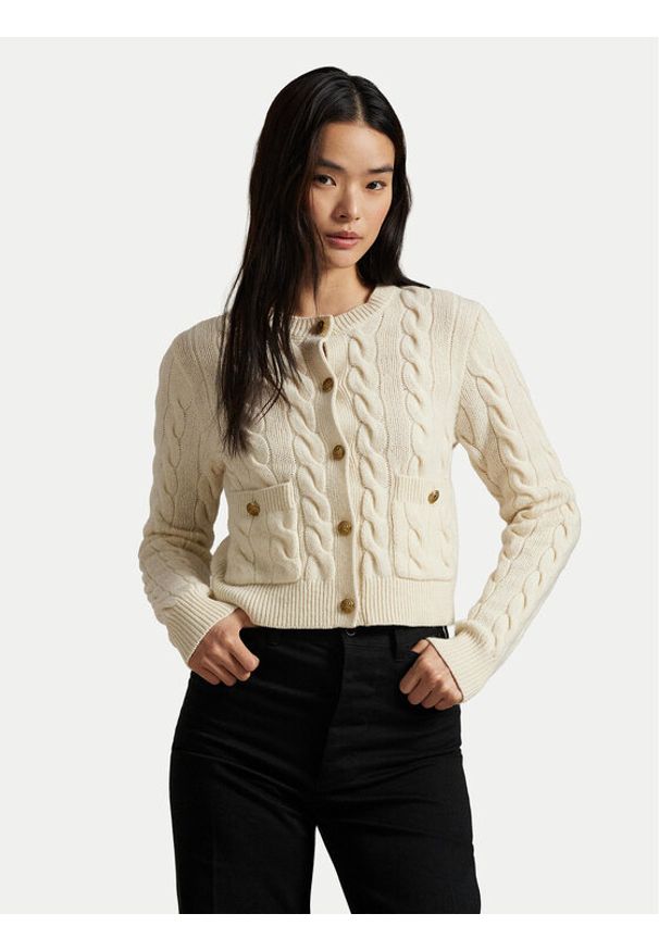 Polo Ralph Lauren Kardigan 211978312500 Écru Regular Fit. Typ kołnierza: polo. Materiał: wełna