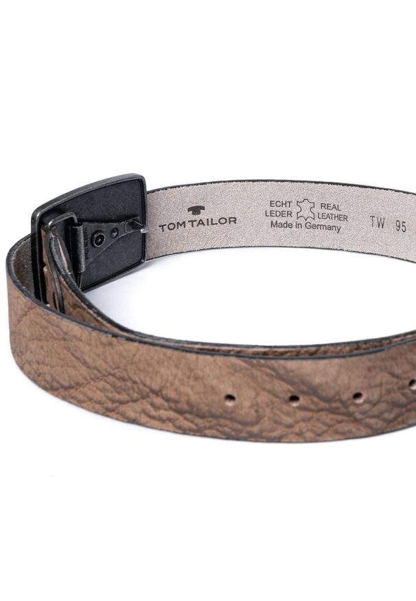 Tom Tailor - TOM TAILOR PASEK SKÓRZANY SOPO-TT437 40 mm Ledergürtel RO 2081 0620. Materiał: skóra. Wzór: napisy, aplikacja. Styl: klasyczny, elegancki