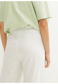 bonprix - Spodnie culotte z lnem, o regulowanej długości. Kolor: biały. Materiał: len #2