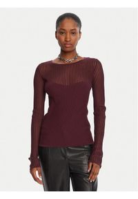 Patrizia Pepe Sweter 8K0305/K143-M536 Bordowy Regular Fit. Kolor: czerwony. Materiał: wiskoza