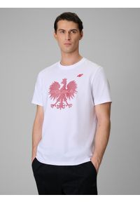 4f - 4F Koszulka kibica męska - biała S. Kolor: biały. Materiał: dzianina, bawełna, materiał. Styl: sportowy #1