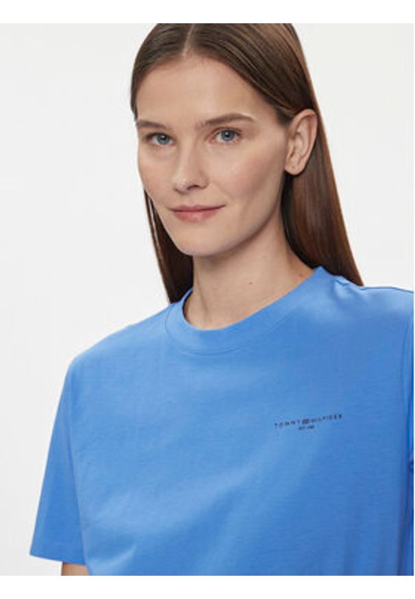 TOMMY HILFIGER - Tommy Hilfiger Sukienka codzienna 1985 WW0WW40734 Niebieski Regular Fit. Okazja: na co dzień. Kolor: niebieski. Materiał: bawełna. Typ sukienki: proste. Styl: casual