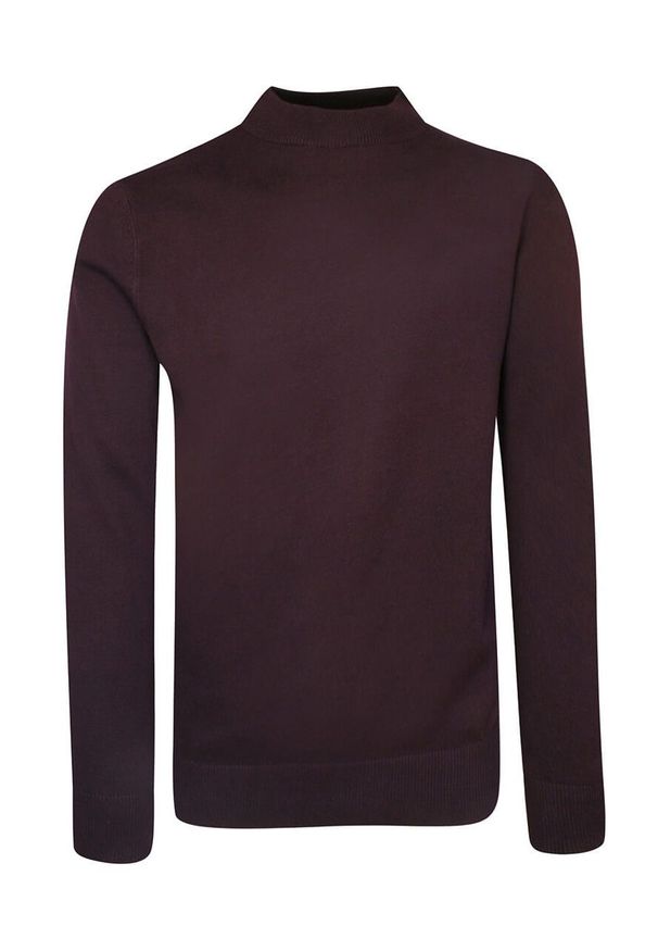 Półgolf Burgundowy Bawełniany, Prosty Krój, Klasyczny, Męski -Brave Soul. Kolor: czerwony. Materiał: bawełna. Sezon: zima, jesień. Styl: klasyczny