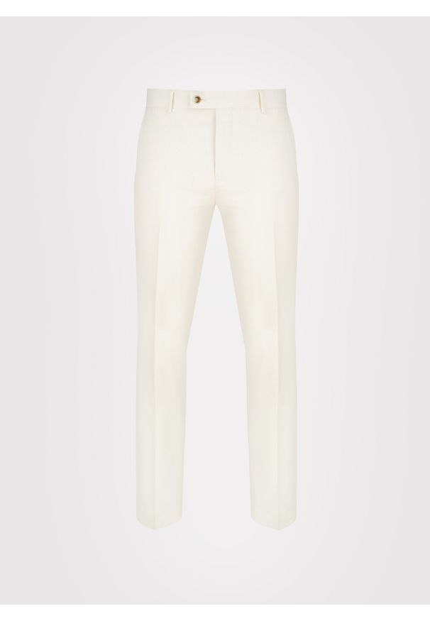 Pako Lorente - PAKO LORENTE - Beżowe spodnie ganiturowe z lnem. Kolor: beżowy. Materiał: len. Wzór: gładki. Sezon: wiosna, lato