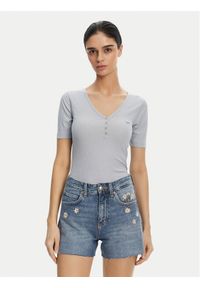 Lee T-Shirt Henley 112363830 Błękitny Slim Fit. Typ kołnierza: typu henley. Kolor: niebieski. Materiał: syntetyk