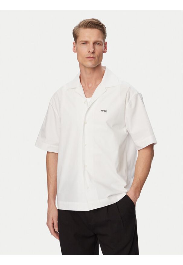 Hugo - HUGO Koszula Espino 50560580 Biały Oversize. Kolor: biały. Materiał: bawełna