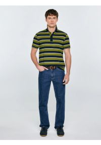 Big-Star - Koszulka męska polo w paski granatowo-zielona Seulis 301. Okazja: na co dzień. Typ kołnierza: polo. Kolor: zielony. Materiał: dzianina, bawełna, jeans, żakard. Wzór: paski. Styl: casual, elegancki, sportowy, klasyczny #5