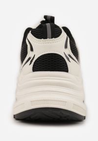 Renee - Beżowo-Czarne Sneakersy Vices na Platformie Ozdobione Tłoczeniem Natiselle. Okazja: na co dzień. Kolor: beżowy. Materiał: jeans. Wzór: aplikacja. Obcas: na platformie #5