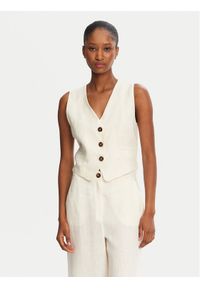 Marella Kamizelka garniturowa Anemone 2515151012 Écru Regular Fit. Materiał: len