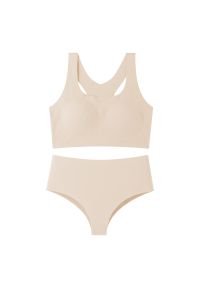 Intica - Komplet sportowy z usztywnianym topem dla aktywnych Lizet. Kolor: beżowy. Materiał: materiał, skóra
