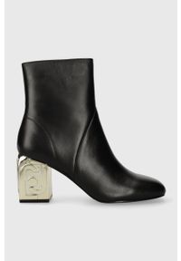 Liu Jo botki skórzane SARA 01 damskie kolor czarny na słupku SF3059P010222222. Kolor: czarny. Materiał: skóra. Obcas: na słupku. Wysokość obcasa: średni #1