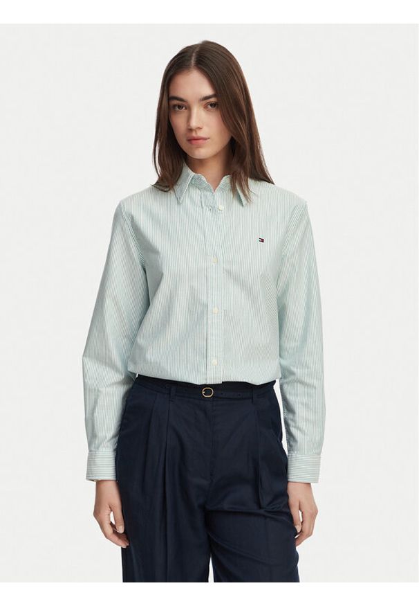 TOMMY HILFIGER - Tommy Hilfiger Koszula WW0WW46111 Zielony jasny Relaxed Fit. Kolor: zielony. Materiał: bawełna
