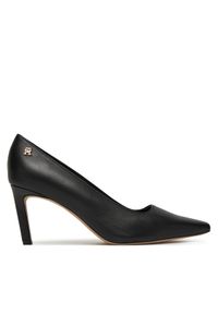 TOMMY HILFIGER - Tommy Hilfiger Szpilki Logo Pump Slanted Hl FW0FW08993 Czarny. Kolor: czarny. Materiał: skóra. Obcas: na szpilce