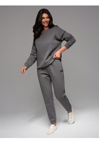 Ombre Clothing - Komplet dresowy UNISEX w stylu athleisure ze spodniami i bluzą - szary V18. Okazja: do domu. Kolor: szary. Materiał: dresówka. Wzór: aplikacja #6